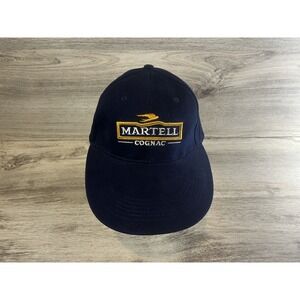 Vintage 90's Martell Cognac Liquor Strapback Long Bill Blue Hat Cap‎ Embroidered
